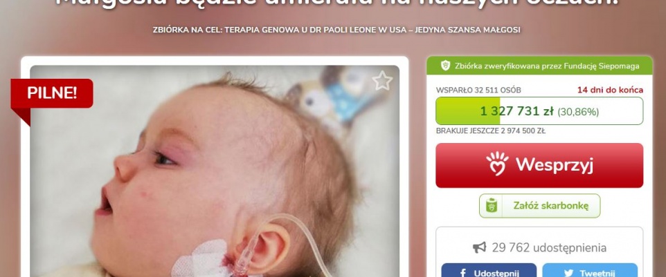 Dajmy szansę na życie Małgosi