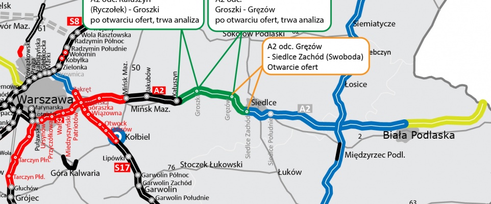 Znamy już wszystkich wykonawc&oacute;w zainteresowanych budową A2 pomiędzy Mińskiem Mazowieckim a Siedlcami
